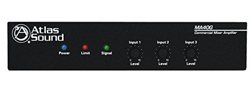 Atlas Sound MA40G 3 Channel Input 40 Watt Mixer Amplifier with Global Power Supply