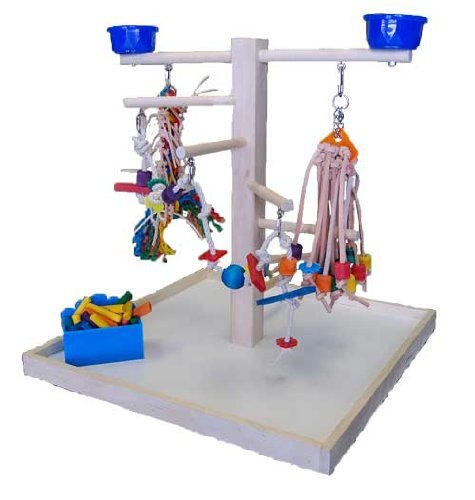 T4000 Wood Play Stand Medium Parrot Toys
