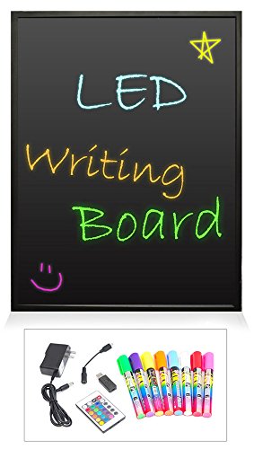 Pyle PLWB6090 Erasable Neon Led Message Writing Art Board with Remote Control and Fluorescent Markers