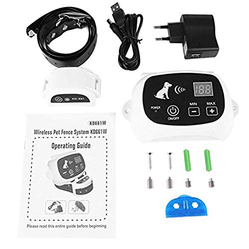 Wireless Dog Fence System with Rechargeable Transmitter and Rechargeable Collar Receiver - Safe & Easy Install WiFi Radio Electric Dog Fence