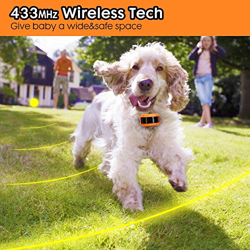 Wireless Dog Fence System with Rechargeable Transmitter and Rechargeable Collar Receiver - Safe & Easy Install WiFi Radio Electric Dog Fence