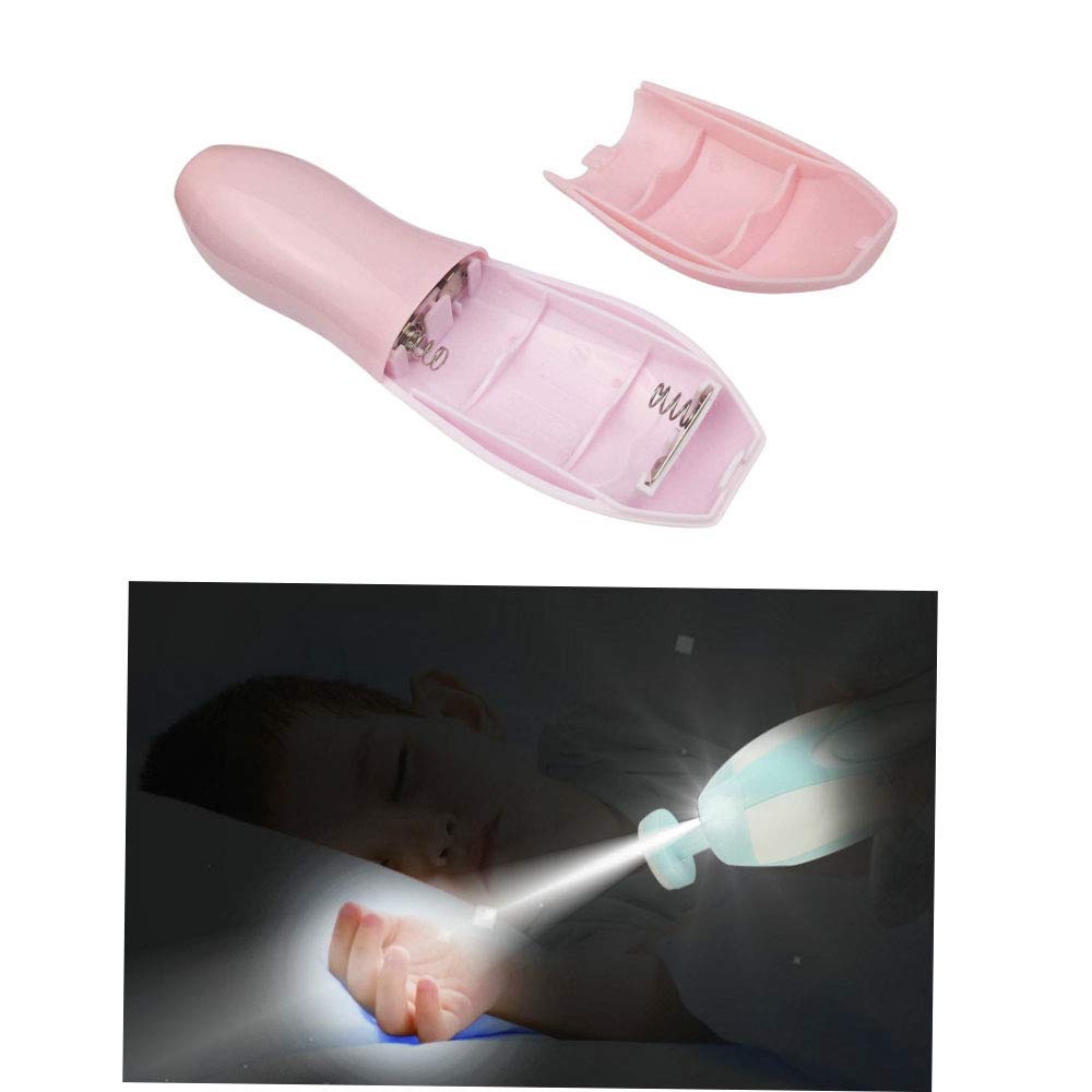 File de ongles pour bébé Trimmer électrique Baby Electric Nail Trimm Entrefant Nail Clipper Kit Cutter Polon pour les nouveau-nés pour les tout-nés Finnairs et orteils Baby Nail Manucure et Pédicure Kit avec lumière LED avant - CS12083 - Rose