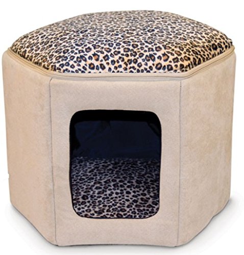 K&H Manufacturing 3892 Kitty Sleephouse Tan & Leopard