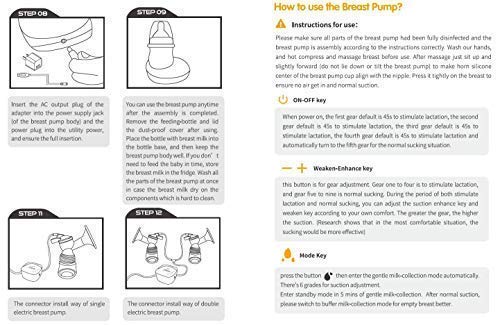 DOOPSER Double Electric Breast Pump Portable Rechargeable Breast Pumps Breast Milk Suction and Breast Massage4 Modes and 16 AdjustableHD LCD Display with Ultra-Quiet with USB Charging