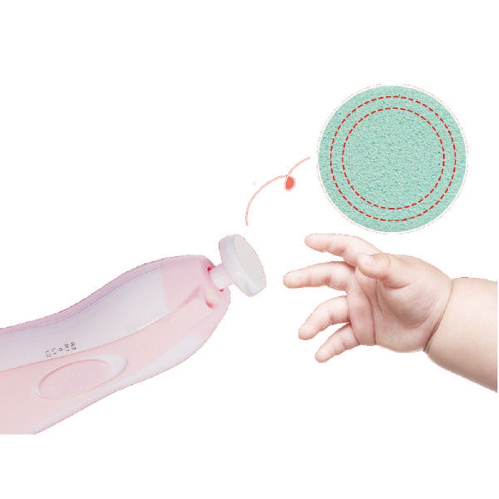 Baby Nail Clipper, Baby Nail File ,Upgraded Safe Baby Nail Clipper - Baby Electric Nail Trimmer Safe Baby Electric Nail Clippers for Newborn or Toddler Toes and Fingernails - Care Polish and Trim - Battery Operated (AA)—CS12083--Pink