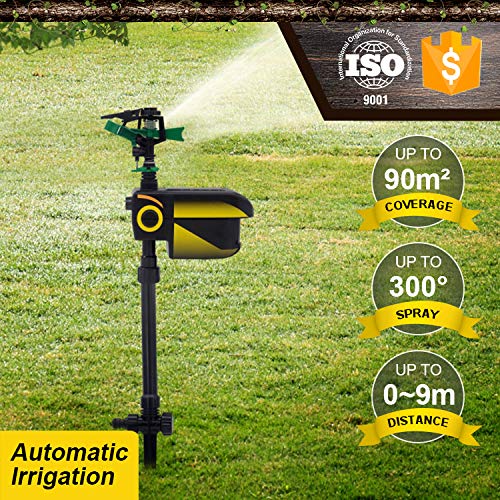 Aniluxe Animal Deterrent Repellent Automated Sprinkler Solar Powered Motion Activated Animal Away Sprinkler