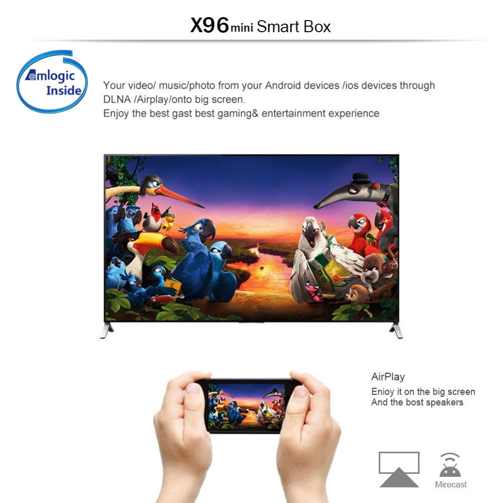 X96 Mini Android TV Box Android 7.1 4K Smart TV Box 64bit Quad Core CPU 2GB RAM + 16 Go ROM avec 2,4 GHz WiFi