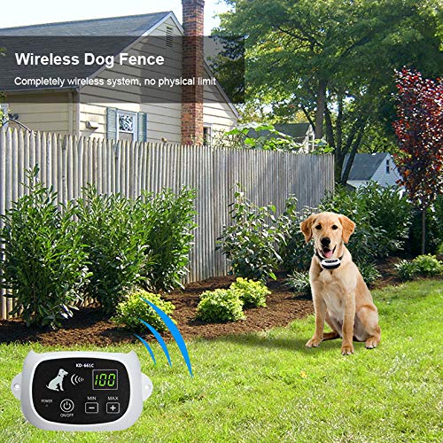 Wireless Dog Fence System with Rechargeable Transmitter and Rechargeable Collar Receiver - Safe & Easy Install WiFi Radio Electric Dog Fence