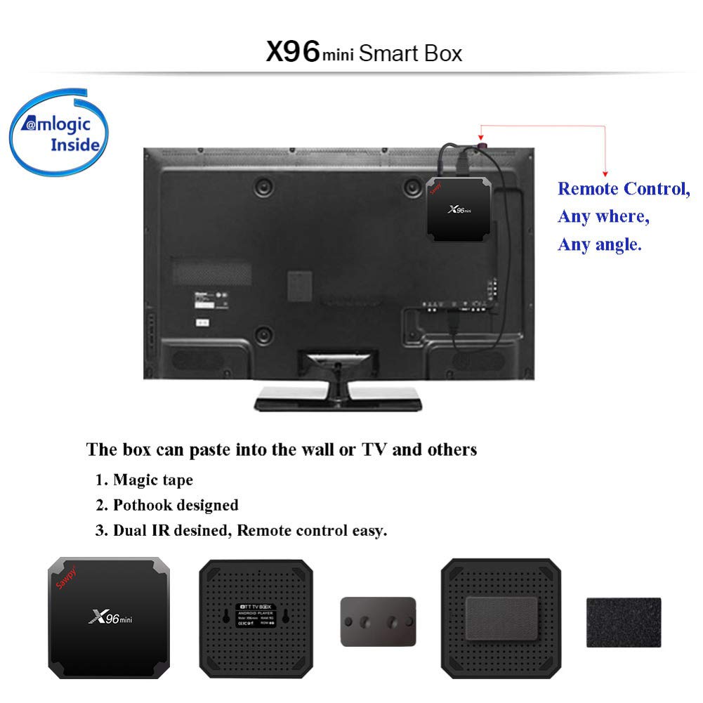 X96 Mini Android TV Box Android 7.1 4K Smart TV Box 64bit Quad Core CPU 2GB RAM + 16 Go ROM avec 2,4 GHz WiFi