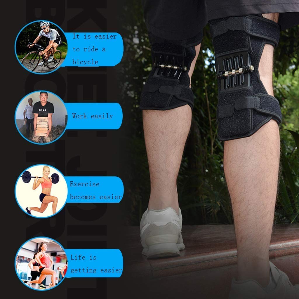 Knee Booster Knee Braces Tibial Booster Power Lifting Joint Support Knee Pad Portable Easy Breathable Sweat-Absorbent Spring Kneepad Stable Upper and Lower Knee Knee Protection