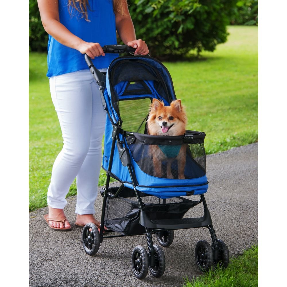 Pet Gear No-Zip Happy Trails Pet Stroller for Cats/Dogs, Zipperless Entry, Easy Fold with Removable Liner, Storage Basket + Cup Holder
