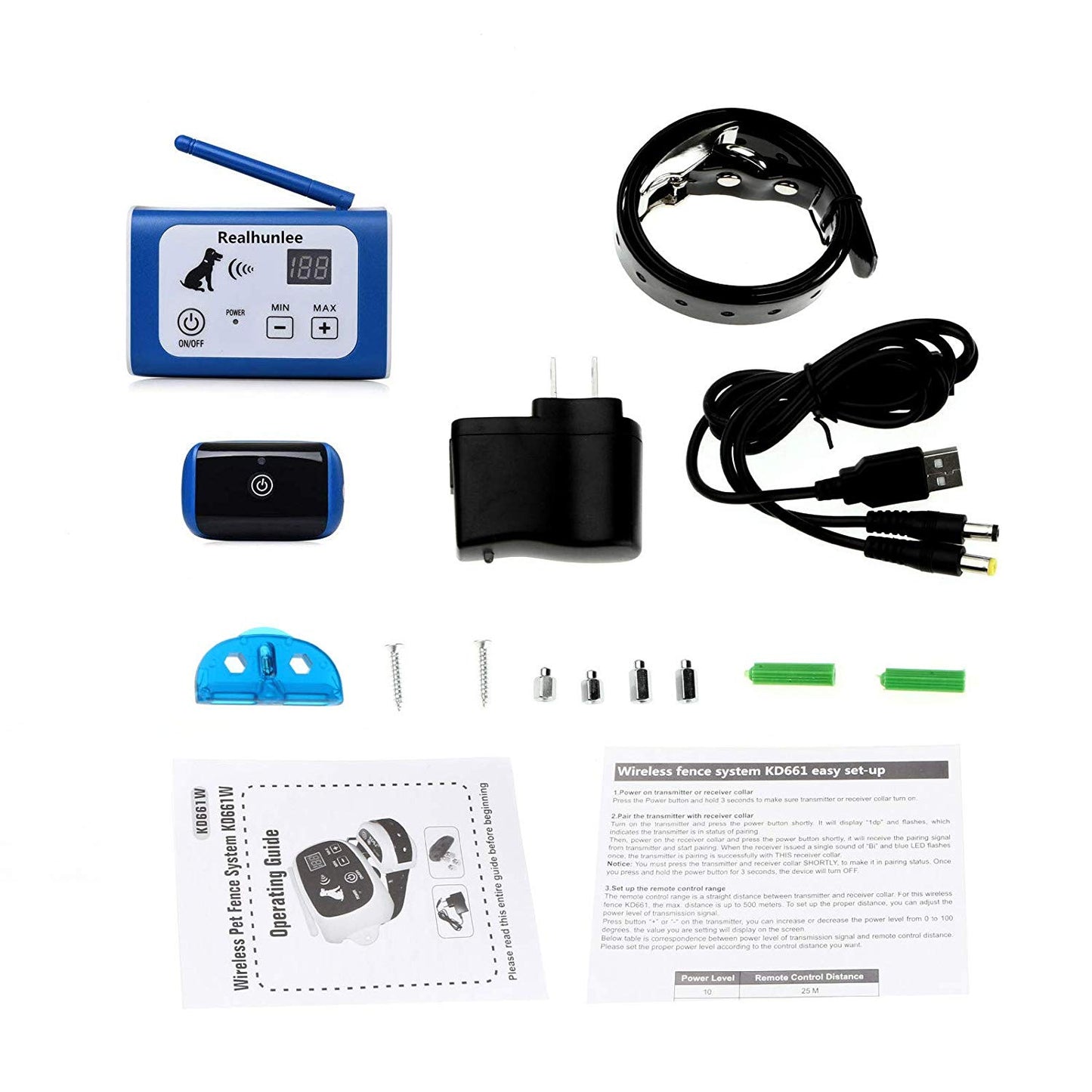Wireless Electric Dog Fence System Outdoor Wireless Dog Fence Containment System 550YD Remote Control with Rechargeable Waterproof Receiver Beep/Shock/Static Mode Dogs