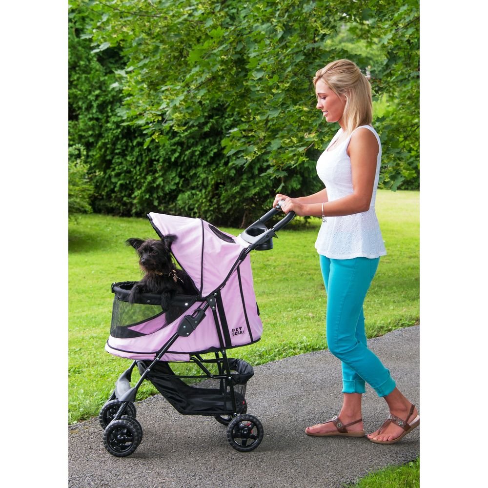 Pet Gear No-Zip Happy Trails Pet Stroller for Cats/Dogs, Zipperless Entry, Easy Fold with Removable Liner, Storage Basket + Cup Holder