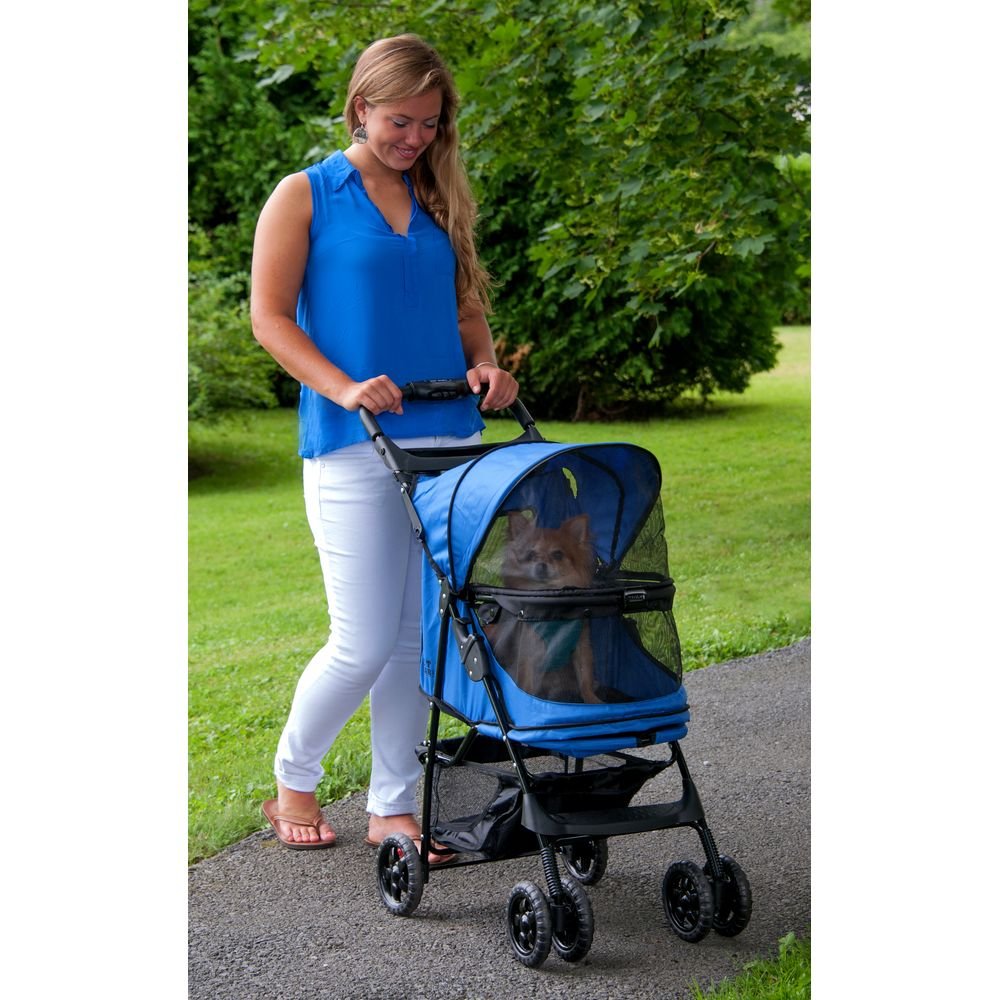 Pet Gear No-Zip Happy Trails Pet Stroller for Cats/Dogs, Zipperless Entry, Easy Fold with Removable Liner, Storage Basket + Cup Holder