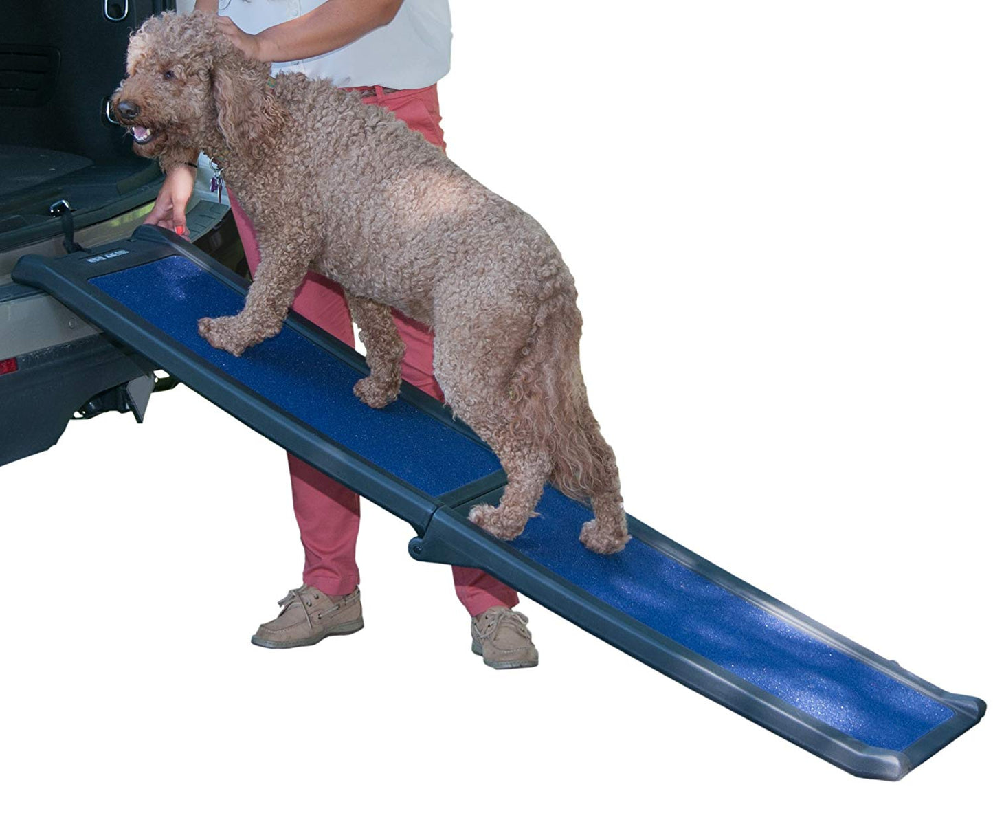 Pet Gear Travel Lite Bi-Fold Ramp for Cats/Dogs, Lightweight/Portable, Safety Tether Included, Rubber Grippers for Stability
