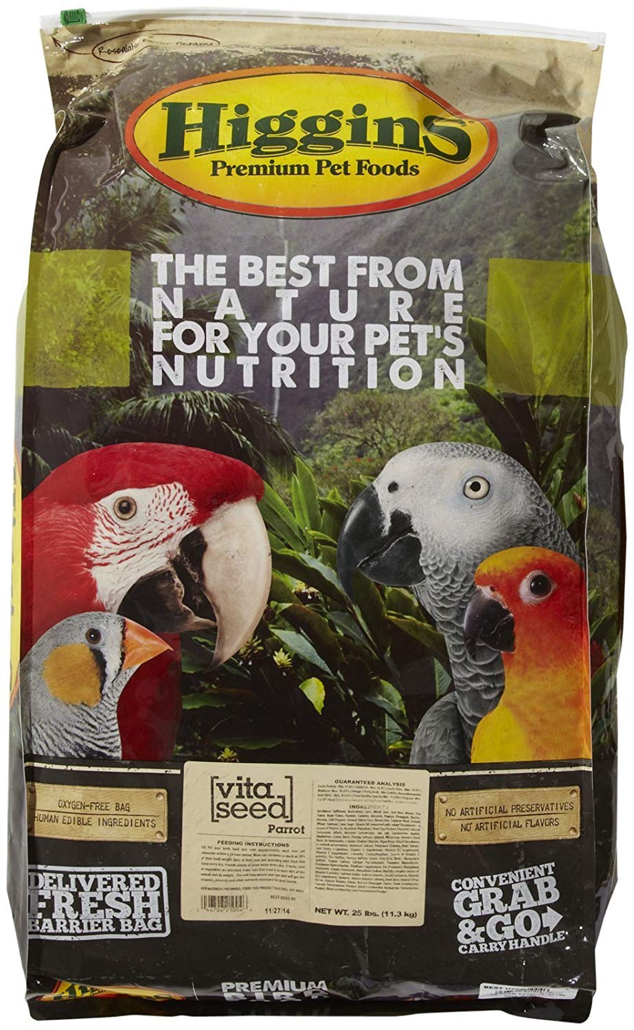 Higgins 466145 Vita Seed Parrot Food For Birds, 25 livres