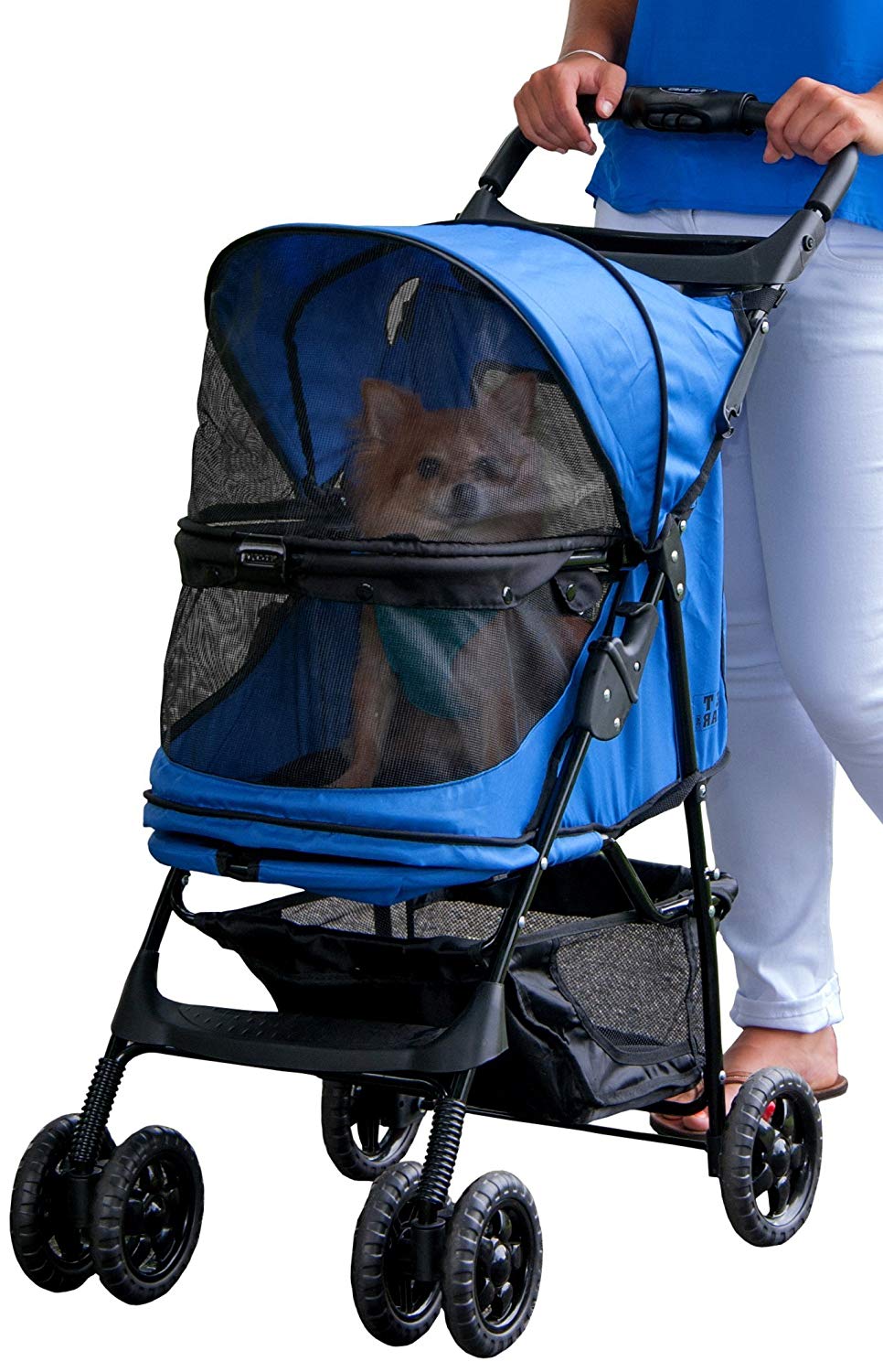 Pet Gear No-Zip Happy Trails Pet Stroller for Cats/Dogs, Zipperless Entry, Easy Fold with Removable Liner, Storage Basket + Cup Holder
