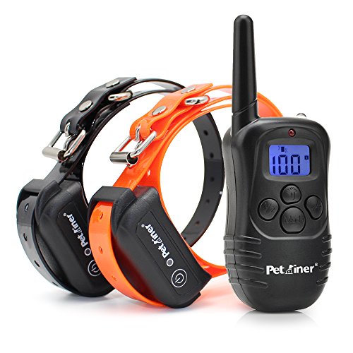 Petrainer PET998DB2 330 Yards Rechargeable and Waterproof Dog Training Collar for 2 dogs with Safe Beep, Vibration and Shock Electronic Electric Collar