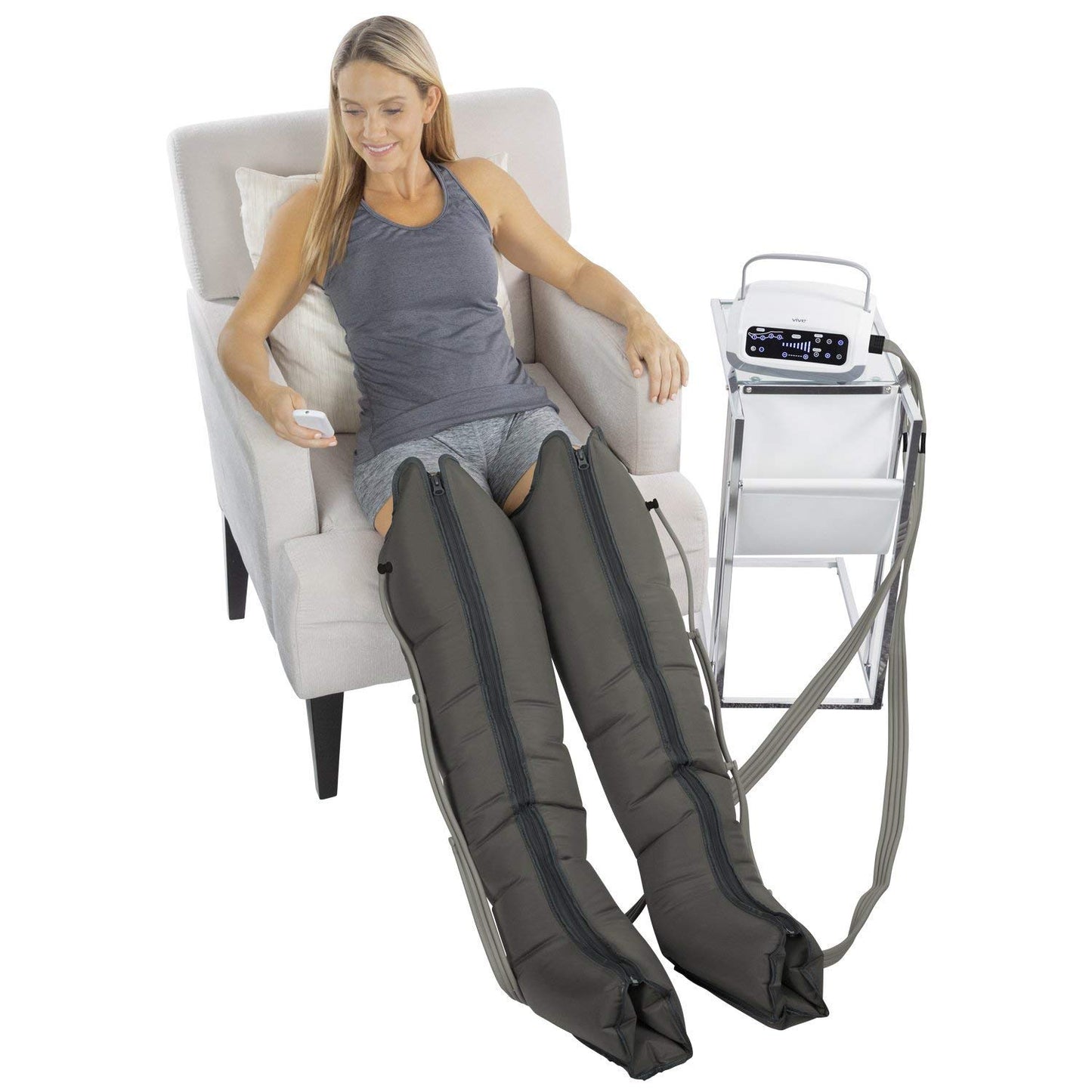 Sequential Compression Device - Leg Pump Machine for Lymphedema, Circulation & Swelling - Intermittent Pneumatic SCD Air Therapy Recovery with Full Massage Boots