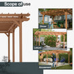 12 X 16 Outdoor Gazebo Wooden Grape Pergola For Climbing Plant Support, Garden, Terrace, Backyard, Deck, Brown