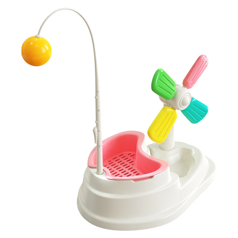 Cat Windmill Interactive Toy with Grass Box-7