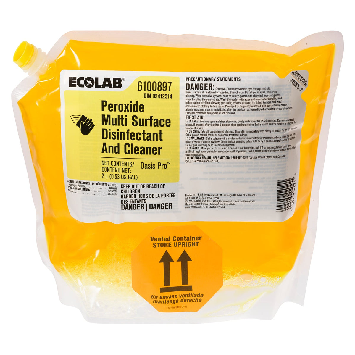 Cleaner Disinfectant Peroxide Multi Surface - 2 x 2 L - Ecolab - Packaging and Accessories - Restaurant Supplies and Equipment - Canadian Distribution-0