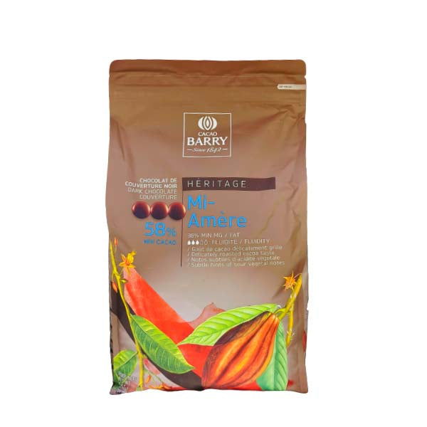 CACAO BARRY - MI AMERE 58% SEMI SWEET CHOCOLATE PISTOLES 4x5 KG-0