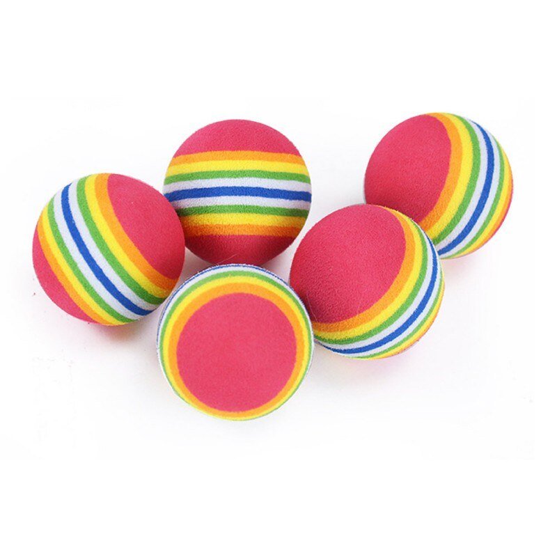 1Set Fun Rainbow Ball Cat Toy Colorful Ball Interactive Pet Kitten Scratch Natural Foam Ball Training Pet Supplies Product-4