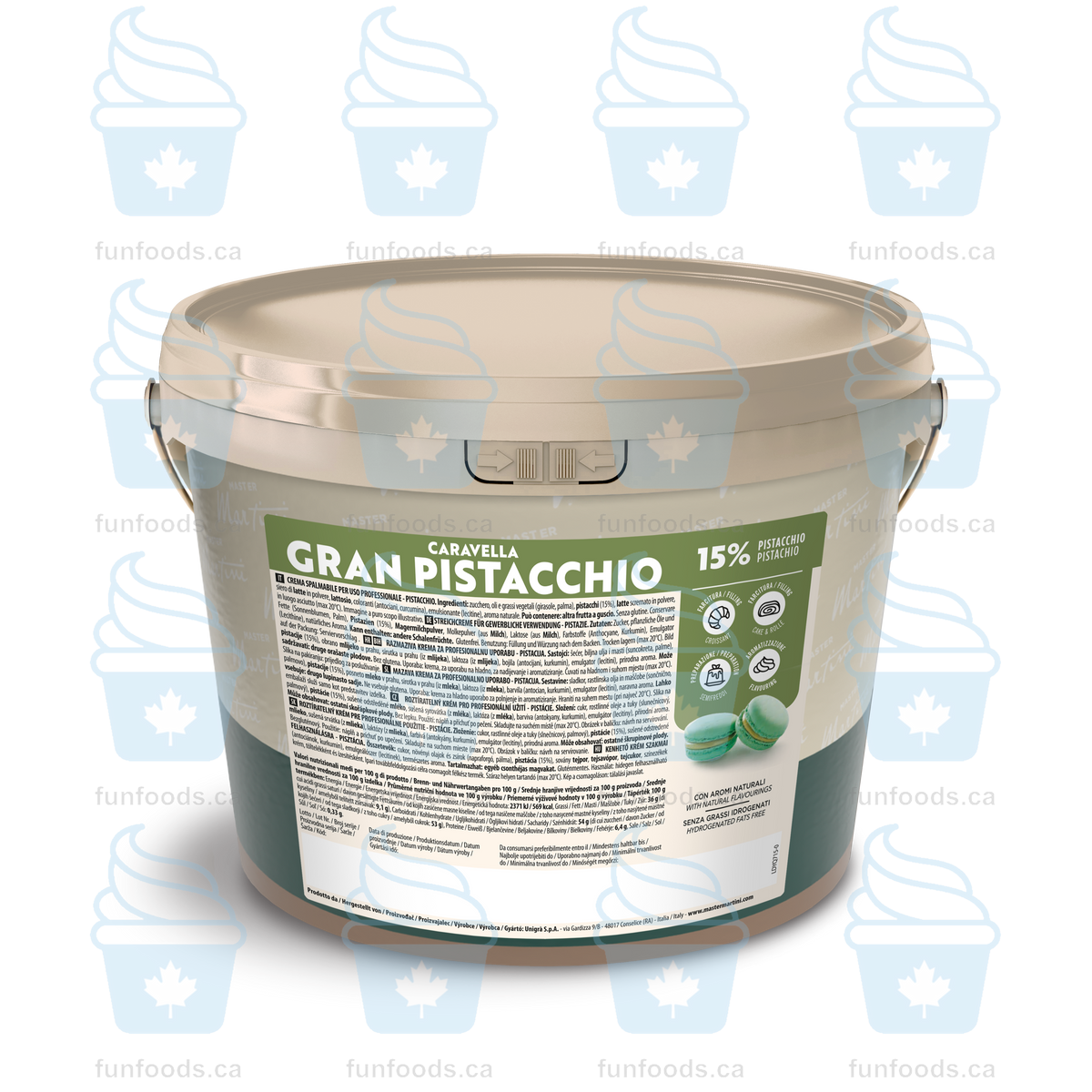 Pistachio Filling - 5kg Bucket - Caravella Gran Pistachio Cream - Master Martini Canada - Canadian Distribution-0