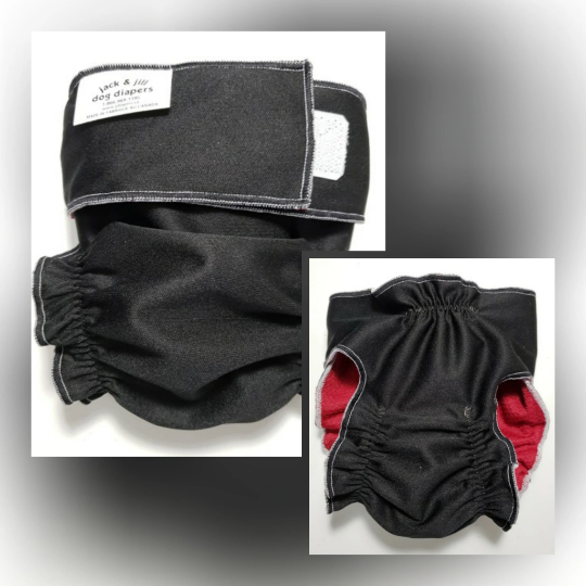 Female Dog Diapers (Britches) | No Tail Opening | Black Print-1