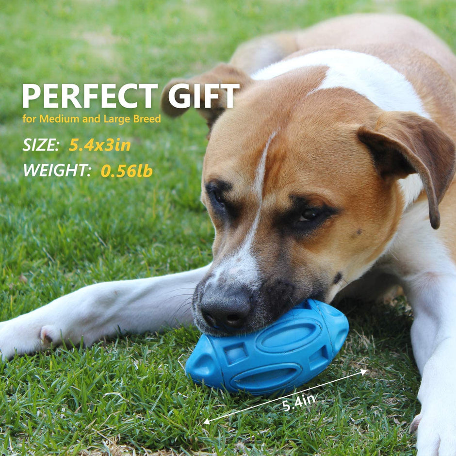 Durable Rubber Squeaky Rugby Dog Ball-2