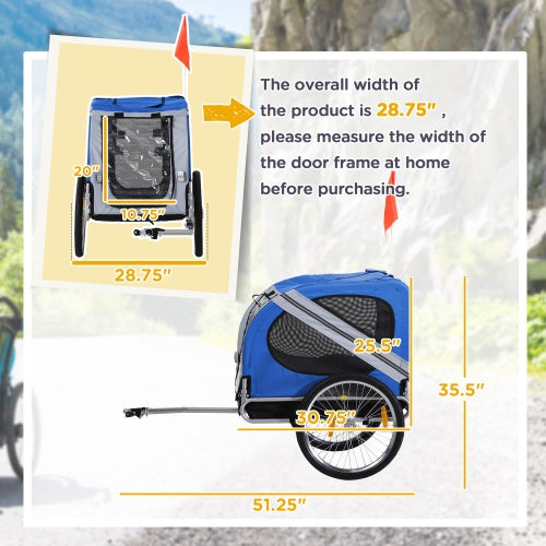 Aosom Dog Bike Trailer Pet Cart Bicycle Wagon Cargo Carrier Attachment For Travel With 3 Entrances Large Wheels For Off-Road & Mesh Screen