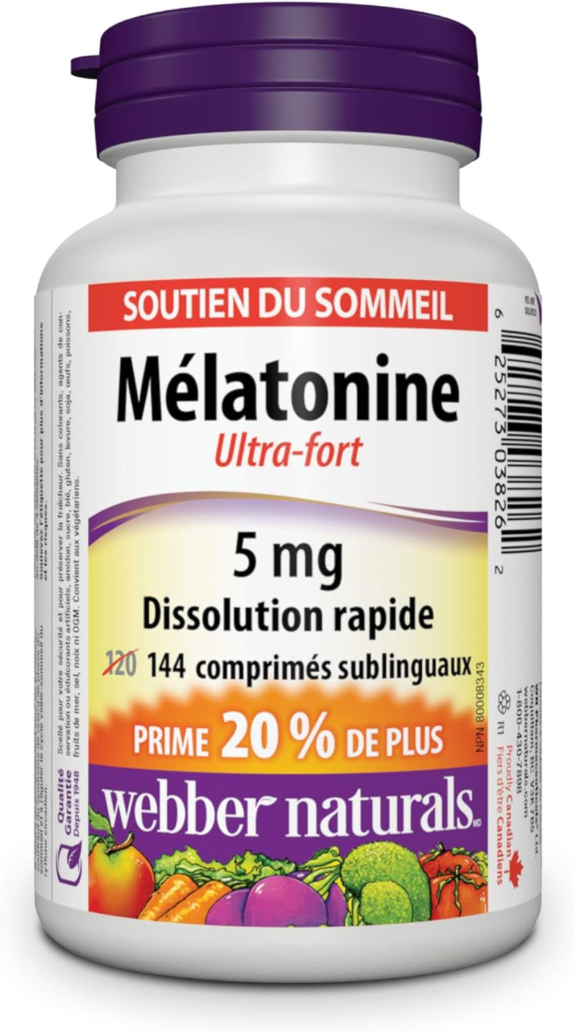 Melatonin 5 Mg Extra Strength, 144 Quick Dissolve Tablets, for Sleep Support, Vegetarian