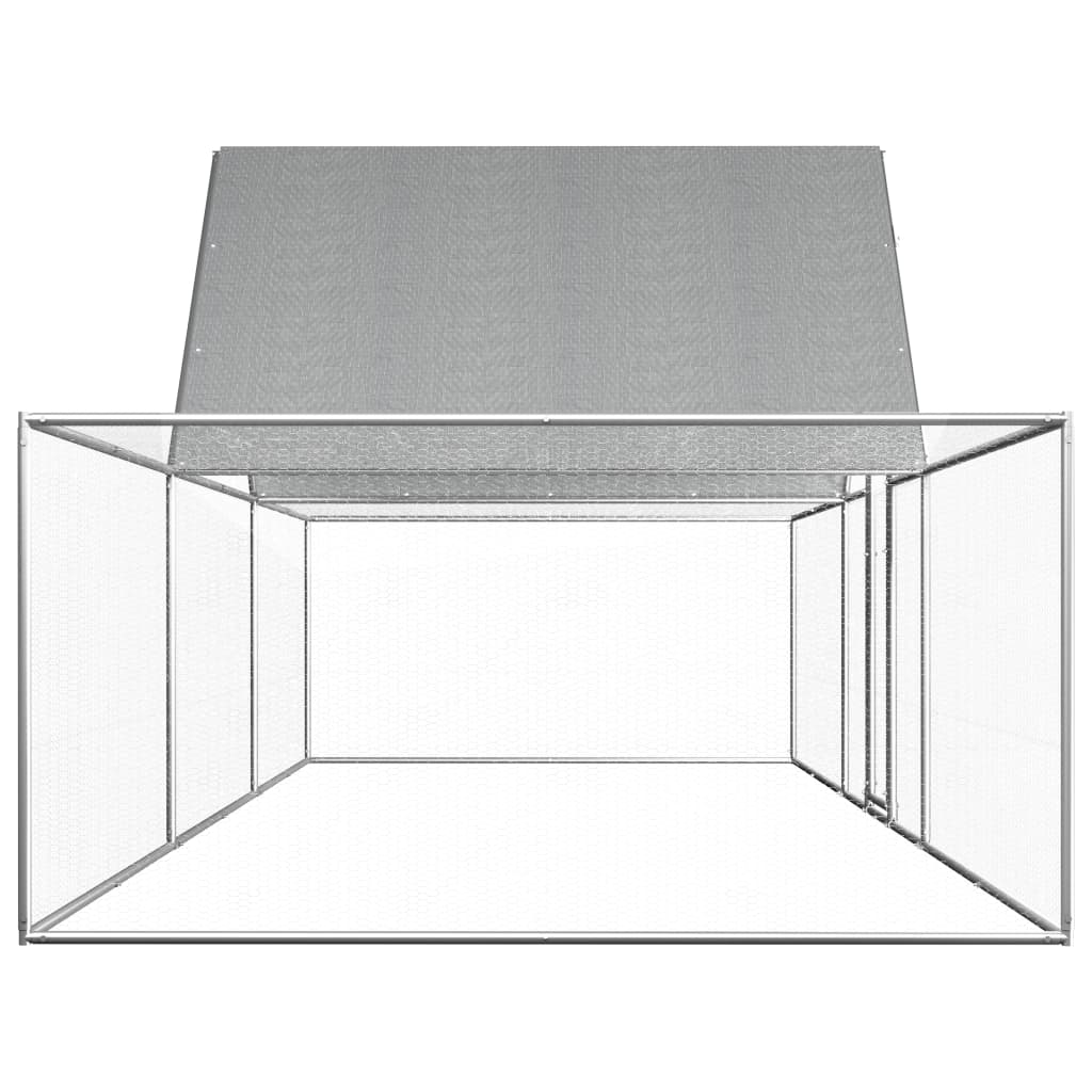 vidaXL Chicken Cage Walk-in Chicken Coop Pen Poultry Cage Galvanized Steel-1