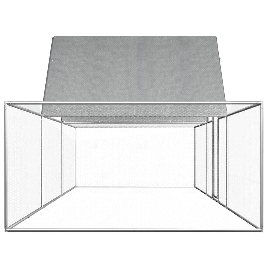 vidaXL Chicken Cage Walk-in Chicken Coop Pen Poultry Cage Galvanized Steel-1