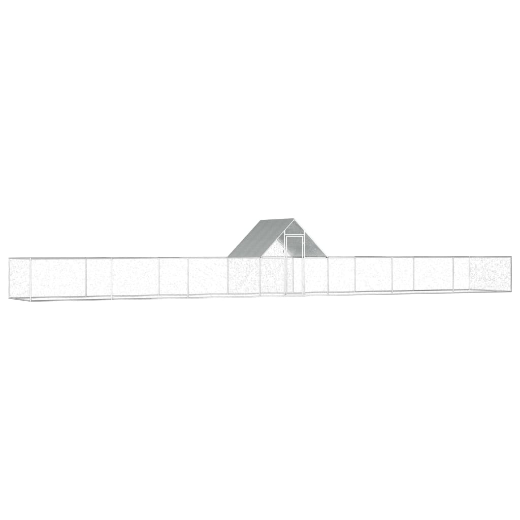 vidaXL Chicken Cage Walk-in Chicken Coop Pen Poultry Cage Galvanized Steel-3