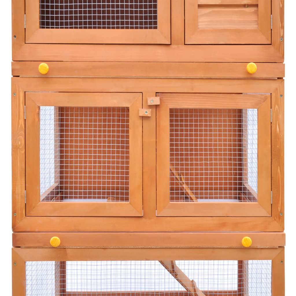 vidaXL Outdoor Rabbit Hutch Small Animal House Pet Cage 3 Layers Wood-4