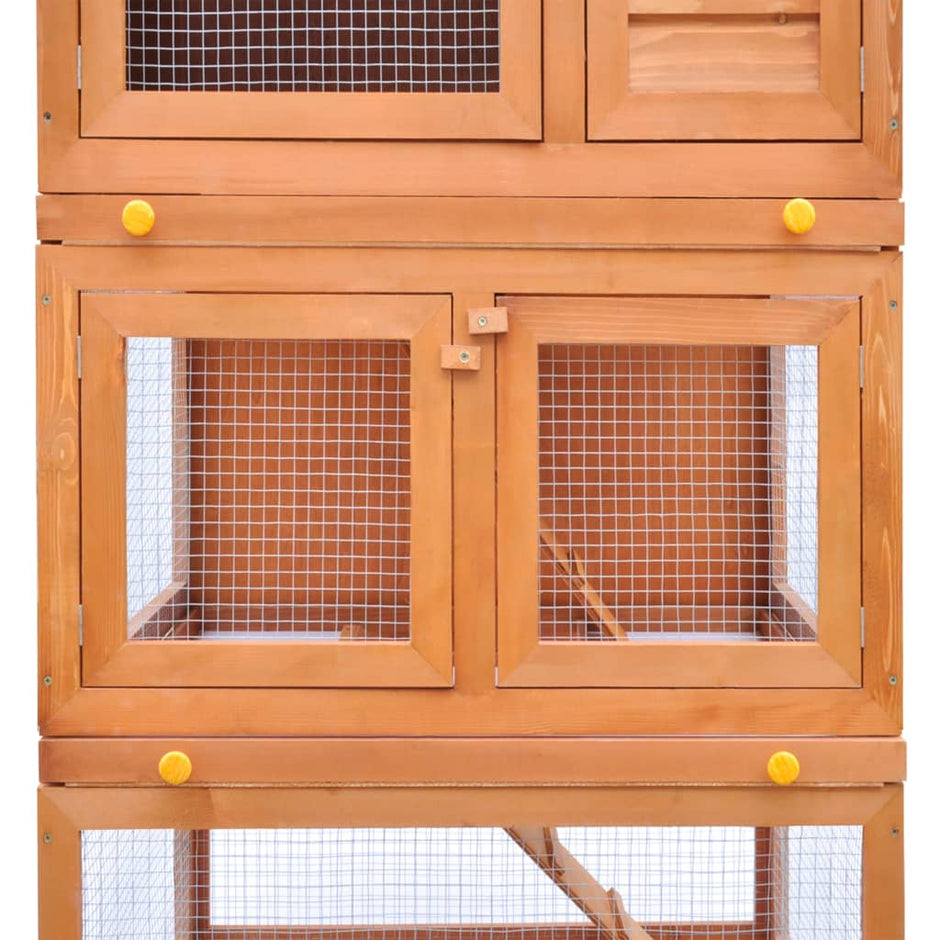 vidaXL Outdoor Rabbit Hutch Small Animal House Pet Cage 3 Layers Wood-4
