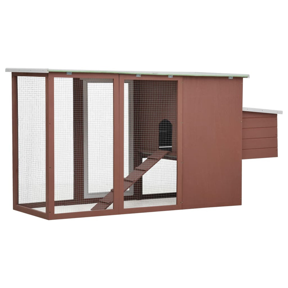 vidaXL Chicken Coop and Run Hen House with Nesting Box and Ramp Solid Wood-2