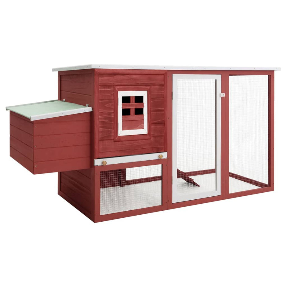 vidaXL Chicken Coop and Run Hen House with Nesting Box and Ramp Solid Wood-3