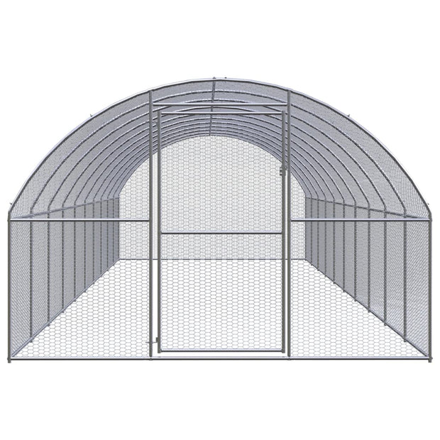 vidaXL Outdoor Chicken Coop 9.8'x32.8'x6.6' Galvanized Steel-0