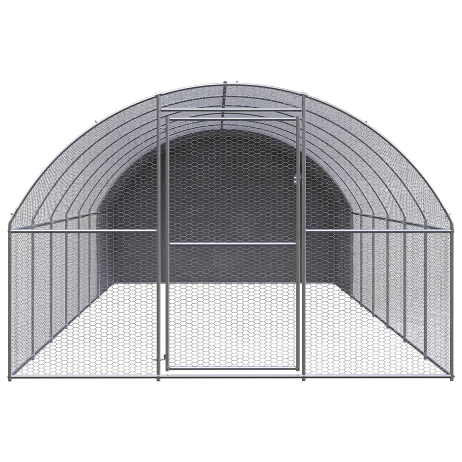 vidaXL Outdoor Chicken Coop 9.8'x26.2'x6.6' Galvanized Steel-1