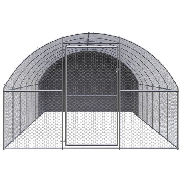 vidaXL Outdoor Chicken Coop 9.8'x26.2'x6.6' Galvanized Steel-1