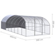 vidaXL Outdoor Chicken Coop 9.8'x26.2'x6.6' Galvanized Steel-0