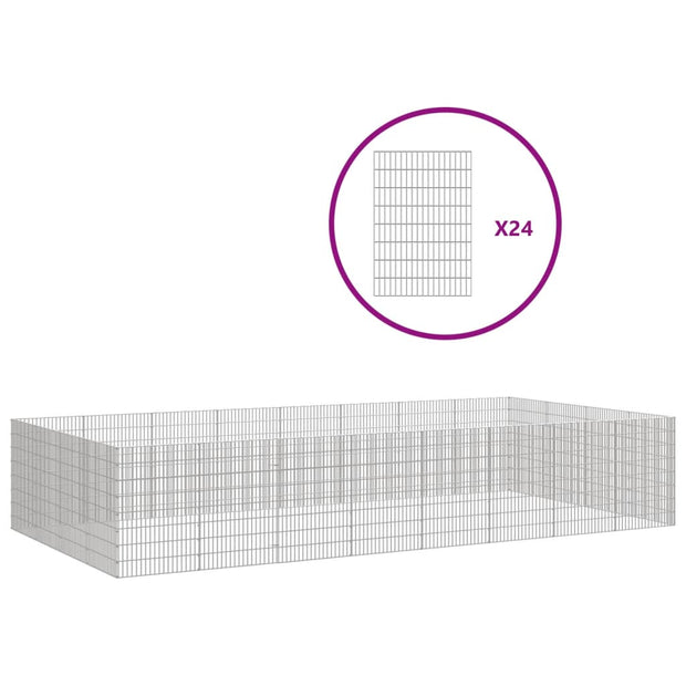 vidaXL Free Range Animal Enclosure 24-Panel 21.3"x31.5" Galvanized Iron-1