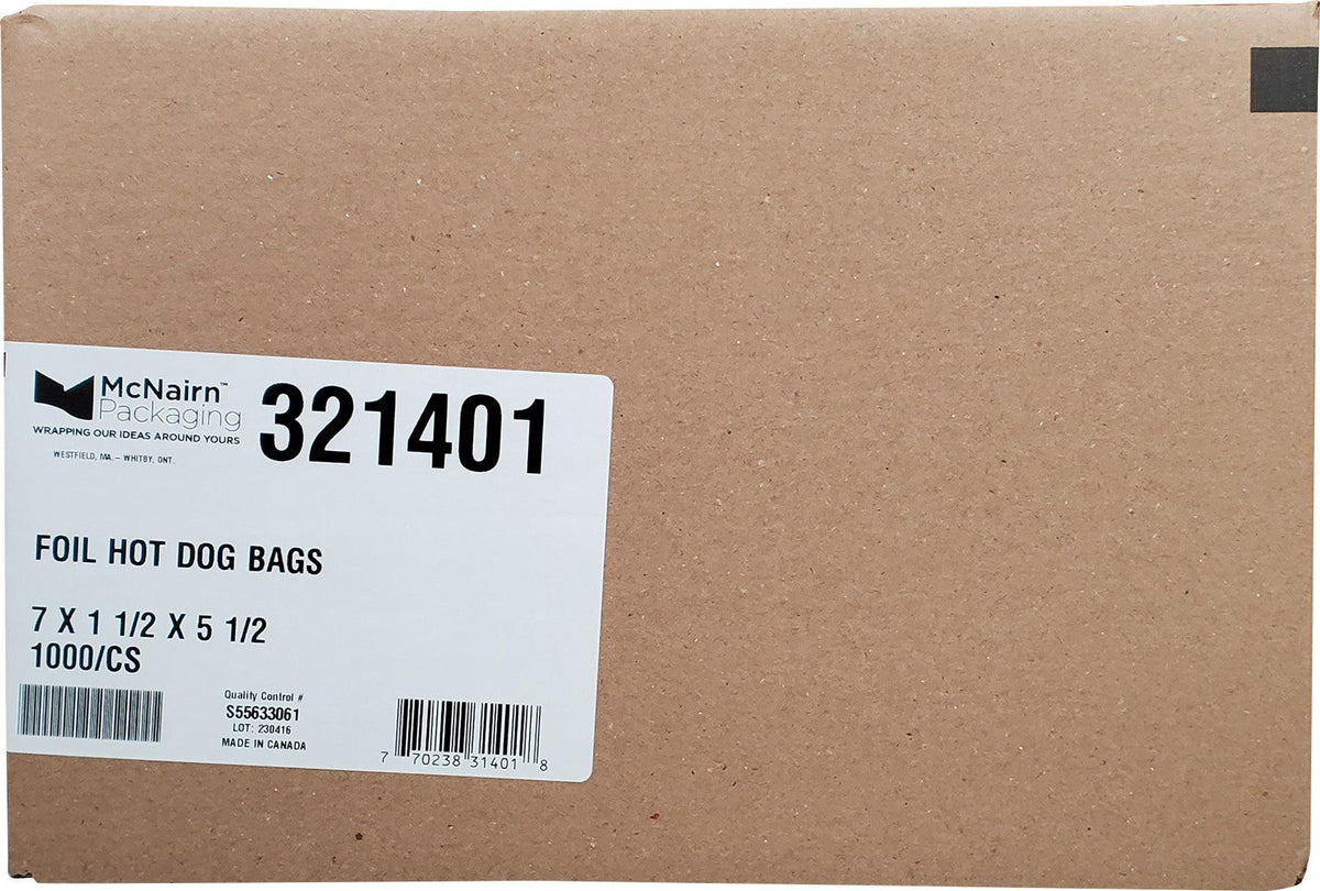 McNairn - Plain Foil Hot Dog Bags - 7x1.5x5-1