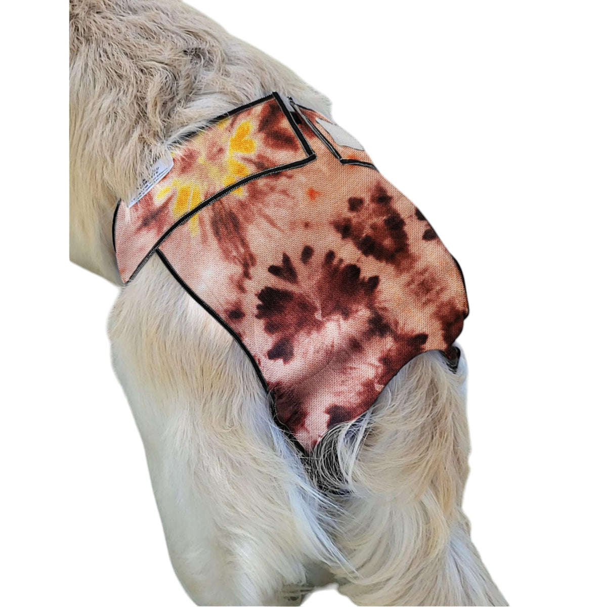 Female Dog Diaper | Britches | With Tail Opening |Brown Tie Dye Print-1