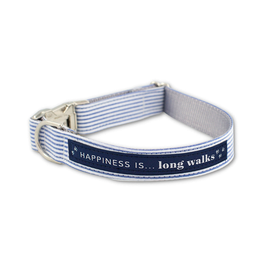 Dog Long Walks Striped Blue Collar-0