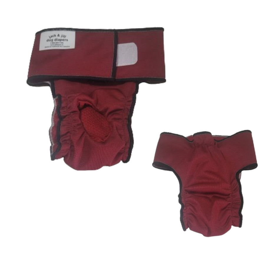 High-Cut Dog Diaper Britches | Burgundy Print-1