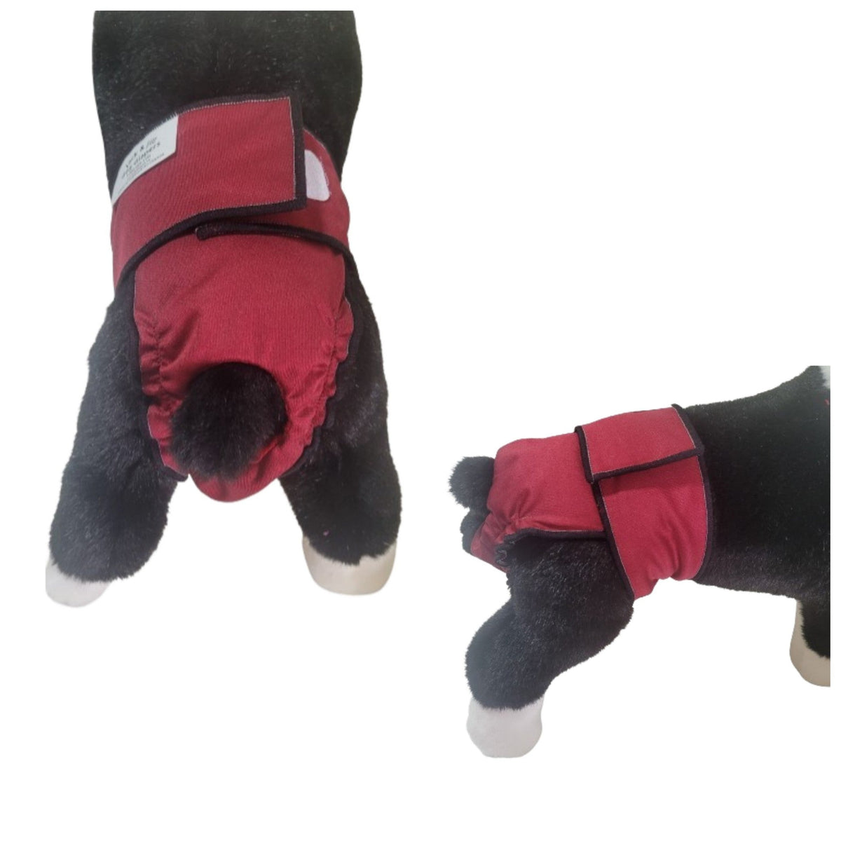 High-Cut Dog Diaper Britches | Burgundy Print-2